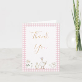 Cute Pink Silly Goose Baby Shower Thank You Card Bedankkaart