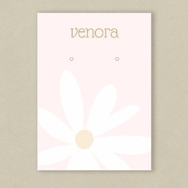 Cute Pink Simple Daisy Floral Earring Display Card Visitekaartje