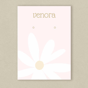 Cute Pink Simple Daisy Floral Earring Display Card Visitekaartje