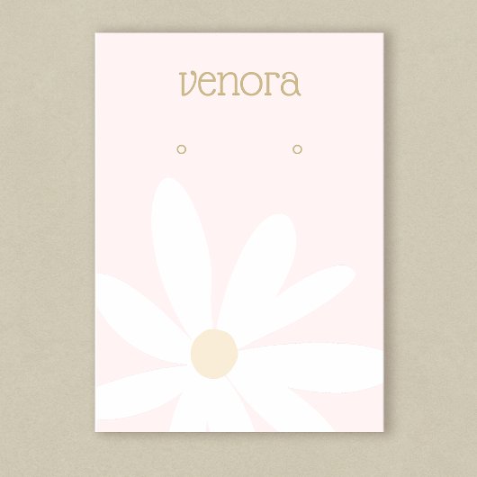 Cute Pink Simple Daisy Floral Earring Display Card Visitekaartje
