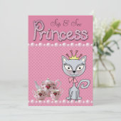 Cute Pink Sip & See Baby shower Princess Kitty Cat Kaart (Staand voorkant)