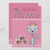 Cute Pink Sip & See Baby shower Princess Kitty Cat Kaart (Voorkant / Achterkant)