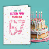 Cute Pink Six Seven 6 7 Coloful Confetti Birthday Kaart
