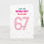 Cute Pink Six Seven 6 7 Coloful Confetti Birthday Kaart (Voorkant)