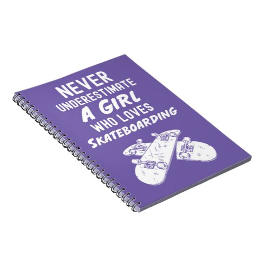 Cute Pink Skateboarder Gifts For Girls Skater Notitieboek (Rechterzijde)
