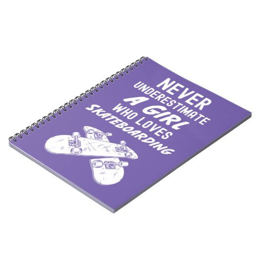 Cute Pink Skateboarder Gifts For Girls Skater Notitieboek (Linkerzijde)