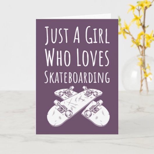 Cute Pink Skateboarding Cards For Baby Girls Kids Kaart (Gele Bloem)