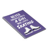 Cute Pink Skating Gifts For Girls Kids Ice Skater Notitieboek (Rechterzijde)