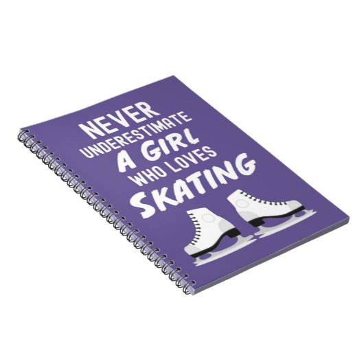 Cute Pink Skating Gifts For Girls Kids Ice Skater Notitieboek (Rechterzijde)