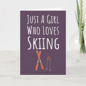 Cute Pink Ski Cards For Baby Girls Kids Skier Kaart (Voorkant)