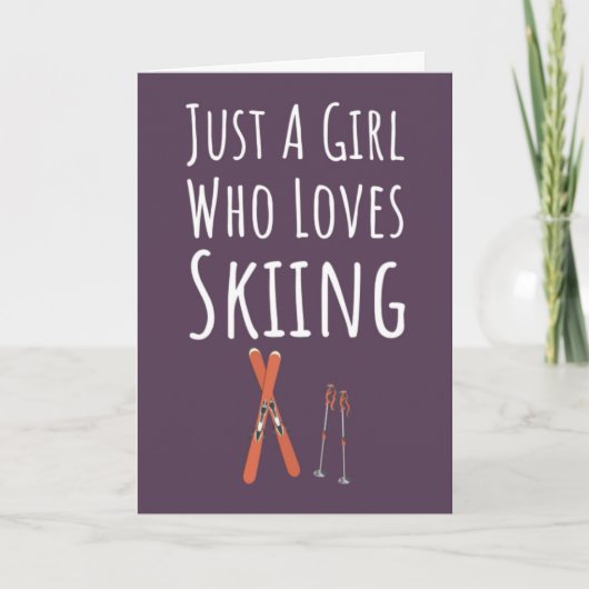 Cute Pink Ski Cards For Baby Girls Kids Skier Kaart (Voorkant)