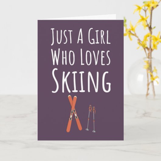 Cute Pink Ski Cards For Baby Girls Kids Skier Kaart (Gele Bloem)