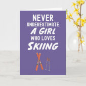 Cute Pink Skiing Cards For Baby Girls Kids Ski  Kaart (Gele Bloem)