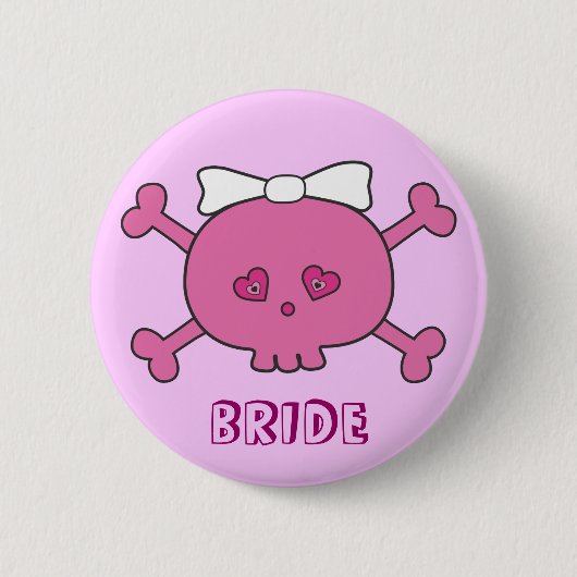 Cute Pink Skull Bride Bachelorette Party Ronde Button 5,7 Cm (Voorkant)