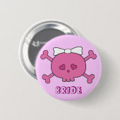 Cute Pink Skull Bride Bachelorette Party Ronde Button 5,7 Cm (Voorkant /achterkant)