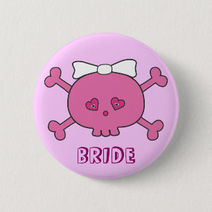 Cute Pink Skull Bride Bachelorette Party Ronde Button 5,7 Cm
