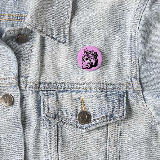 Cute Pink  Skull Crown Gepersonaliseerd Button (In situ)