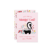 Cute Pink Skunk Classroom Valentijn Notitiekaartje (Voorkant / Achterkant in situ)