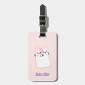 Cute Pink Sleeping Kitty Cat Bagagelabel (Voorkant verticaal)
