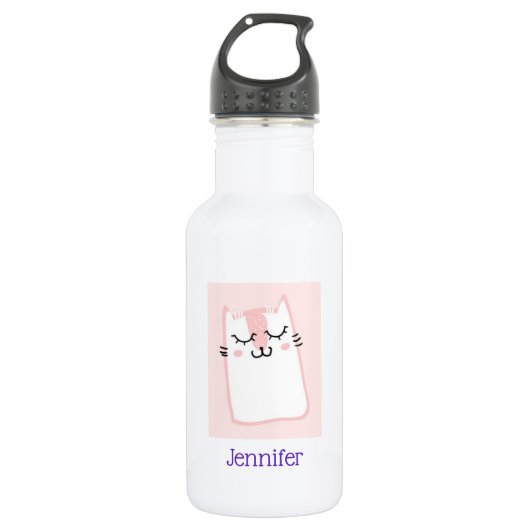 Cute Pink Sleeping Kitty Cat Custom Waterfles (Voorkant)