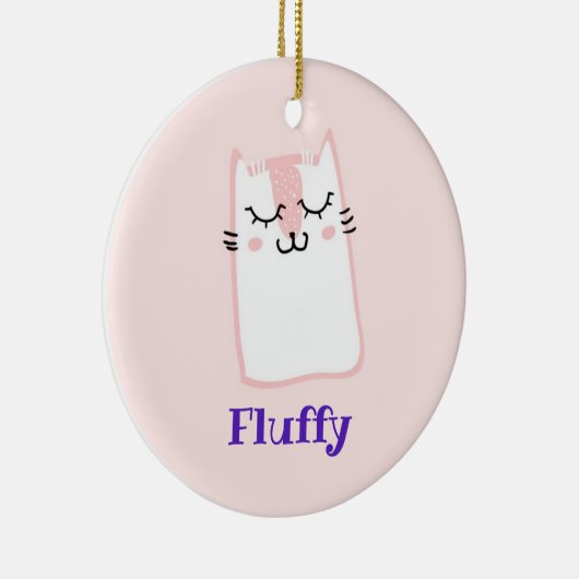Cute Pink Sleeping Kitty Cat Keramisch Ornament (Rechts)