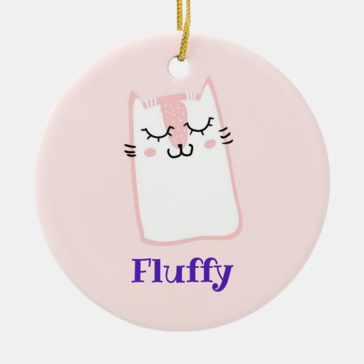 Cute Pink Sleeping Kitty Cat Keramisch Ornament (Voorkant)