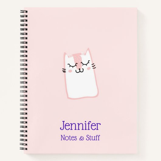 Cute Pink Sleeping Kitty Cat Notitieboek (Voorkant)