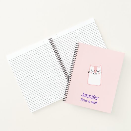 Cute Pink Sleeping Kitty Cat Notitieboek (Binnen)