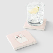 Cute Pink Sleeping Kitty Cat Stenen Onderzetter (Zijkant)