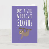 Cute Pink Sloth Cards For Baby Girls Kids Animals Kaart (Voorkant)