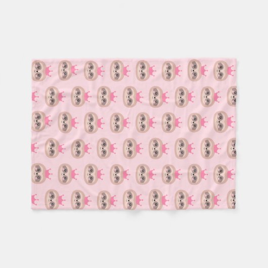 Cute Pink Sloth Princess Blanket Fleece Deken (Voorkant (Horizontaal))