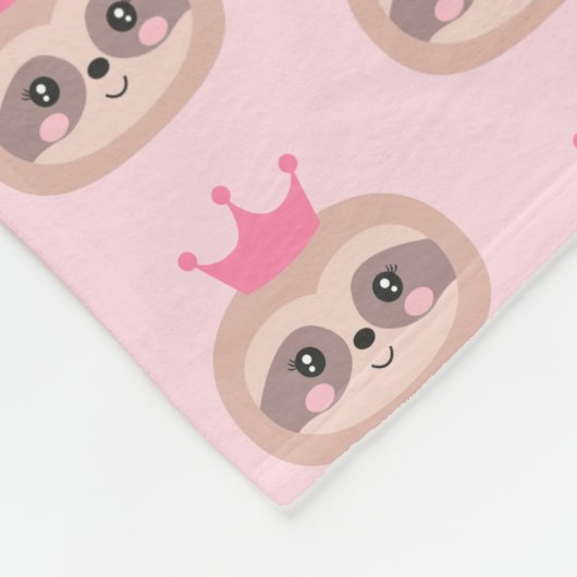 Cute Pink Sloth Princess Blanket Fleece Deken (Hoek)