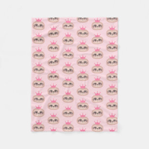 Cute Pink Sloth Princess Blanket Fleece Deken