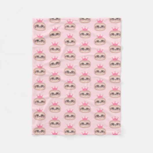 Cute Pink Sloth Princess Blanket Fleece Deken (Voorkant)
