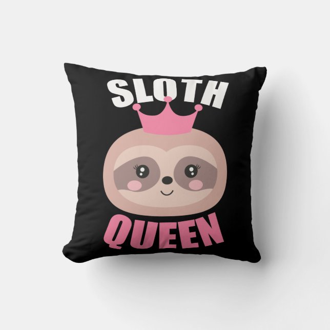 Cute Pink Sloth Queen Cushion Pillow Kussen (Voorkant)