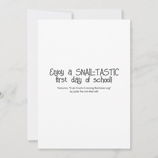 Cute Pink Snails Rainbow Log Back To School Kaart (Achterkant)