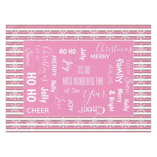 Cute Pink Snoep Pattern citeert kerstdecor Tafelkleed (Voorkant (Horizontaal))