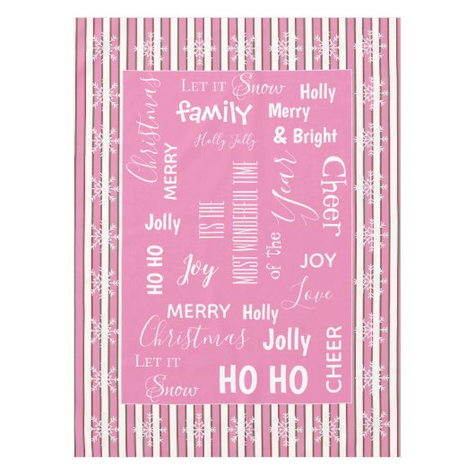 Cute Pink Snoep Pattern citeert kerstdecor Tafelkleed (Voorkant)