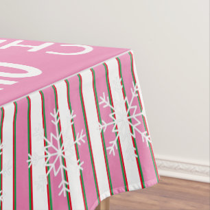 Cute Pink Snoep Pattern citeert kerstdecor Tafelkleed