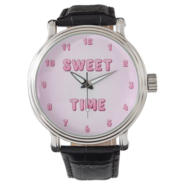 Cute Pink Snoep Sweet Time Horloge (Voorkant)