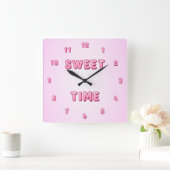 Cute Pink Snoep Sweet Time Vierkante Klok (Huis)