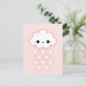 Cute Pink Snow Cloud Briefkaart (Staand voorkant)
