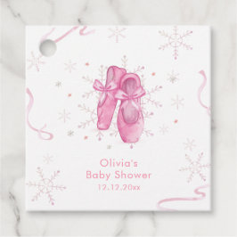 Cute Pink Snowflake Ballerina Girl Baby Shower  Bedankjes Labels