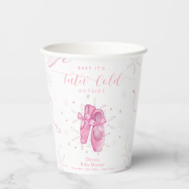 Cute Pink Snowflake Ballerina Girl Baby Shower  Papieren Bekers