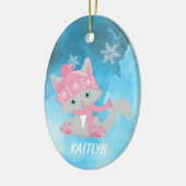 Cute Pink Snowflake Kitten Keramisch Ornament (Links)