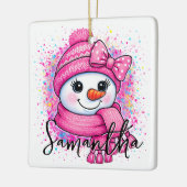 Cute Pink Snowgirl Photo Keramisch Ornament (Links)