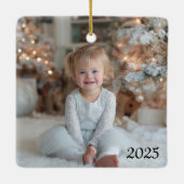 Cute Pink Snowgirl Photo Keramisch Ornament (Achterkant)