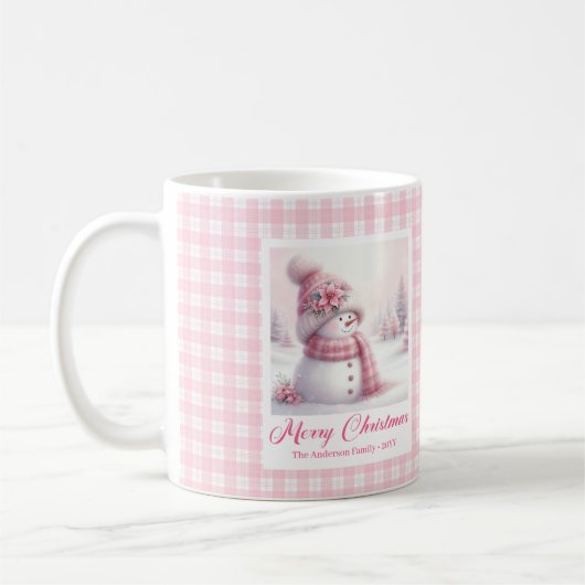 Cute Pink Snowman Christmas Mug Winter Kids Gift Koffiemok (Links)