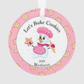 Cute Pink Snowman Cookie Baker Name Kerstmis Ornament (achterkant)