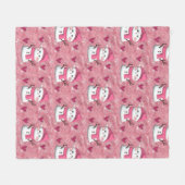 Cute Pink Snowman hearts Personalized Name  Fleece Deken (Voorkant (Horizontaal))